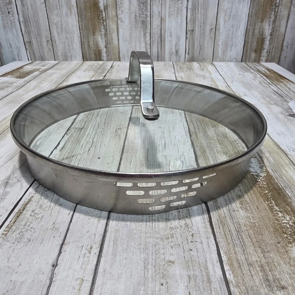 10 Inch Tempered Glass Straining Lid Stainless Steel Rim Riveted Handle 1081219